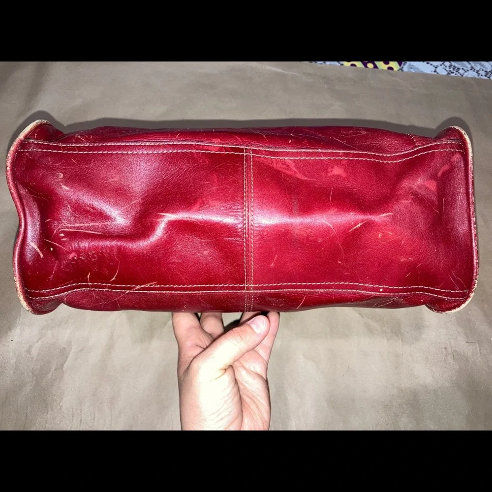 Red Leather Top-Handle Women's Bag